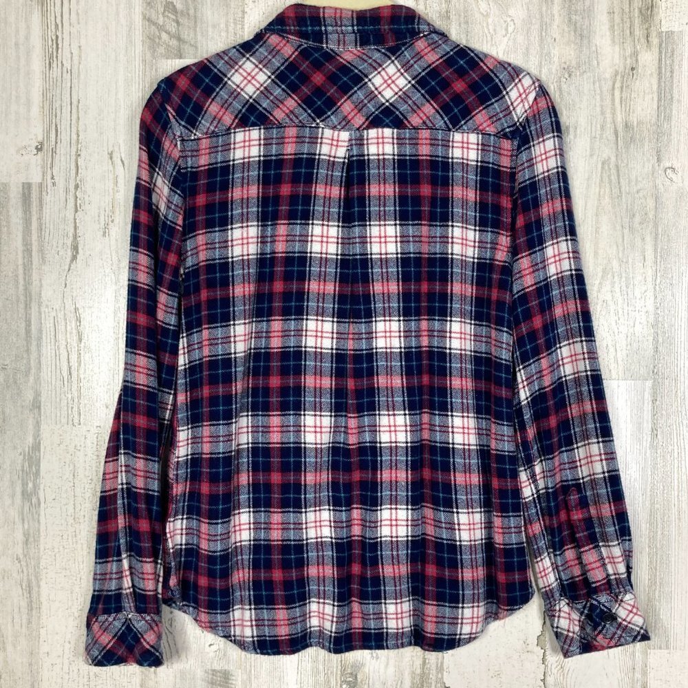 Beach Lunch Lounge Plaid Flannel Shirt Size M - Picture 3 of 8
